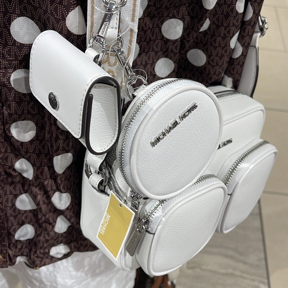 Michael Kors Jet Set Leather Medium Crossbody Bag with Case for Apple Airpods Pr - Picture 5 of 16
